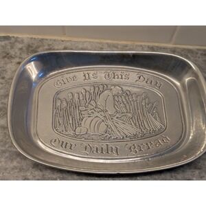 Vintage Wilton Give Us This Day Our Daily Bread Silver Pewter Plate